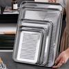 Stainless Steel Serving Trays with Lid Kitchen Steamed Sausage Dish Rectangle BBQ Seafood Plate Large Pastry Food Baking Pans