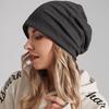 Versatile Unisex Knitted Beanie for Spring, Autumn, and Winter – Slimming Black Hat for Men and Women