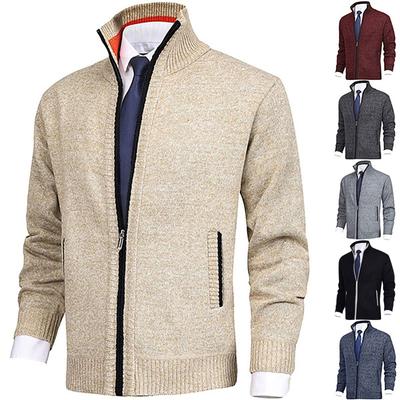 Осенне-зимняя мужская мода, свободный кардиган, теплая куртка, свитер, воротник-стойка, вязаное пальто