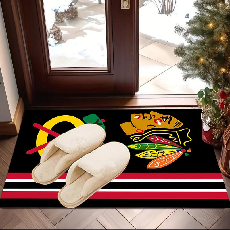 Chicago-Blackhawks Logo Area Rug Suitable for Indoor And Outdoor,Carpets for Kitchens, Homes, Offices, Living Rooms,Home Decor,Christmas Gift