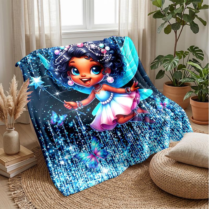Fairy with Magic Wand Theme blanket Lightweight Warm Flannel Blanket Decorative Throw Blanket for Home Decoration