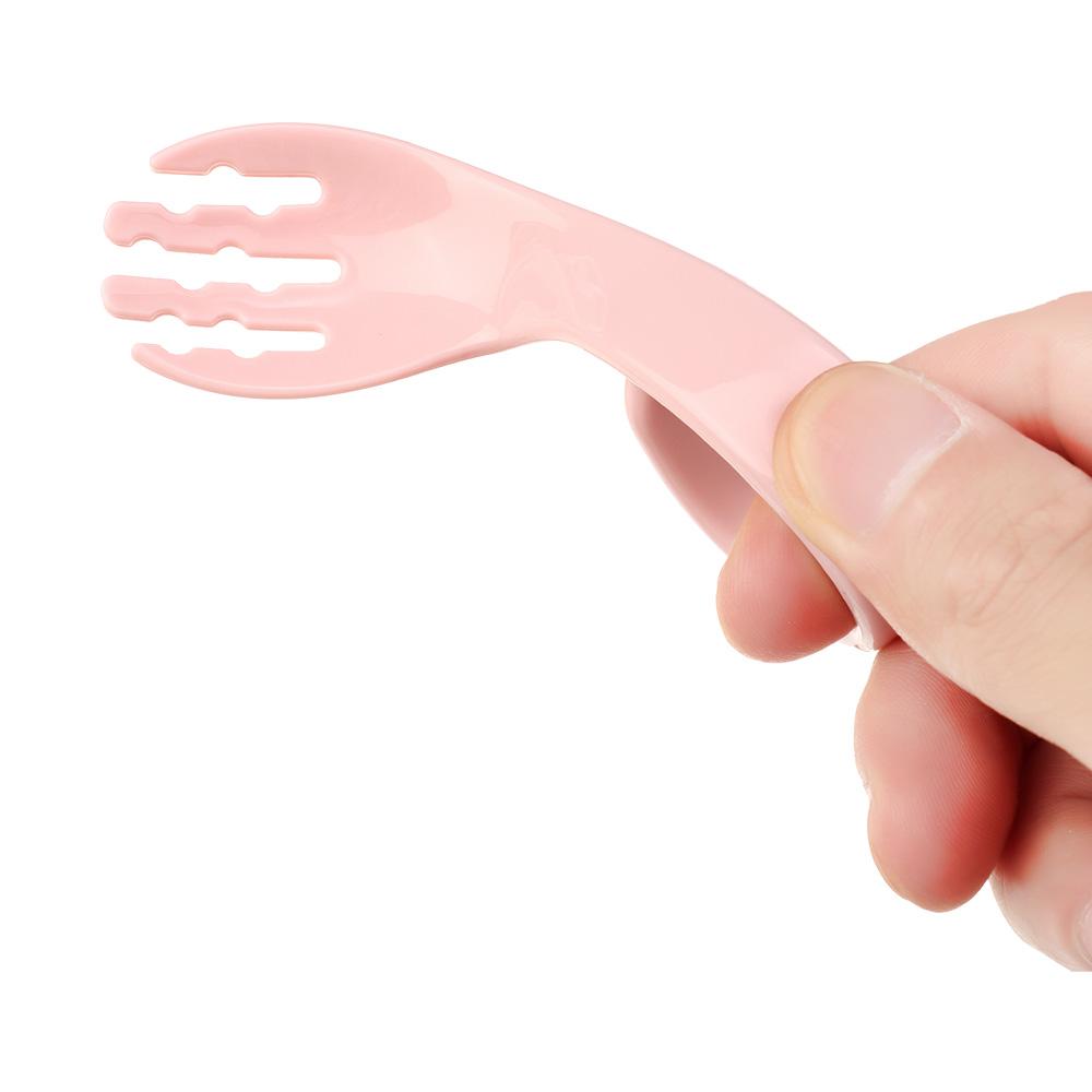 Curved Solid Color Portable Tableware Sets Twist Fork Spoon Suit Infant Training Baby 2Pcs/Set
