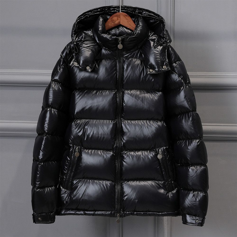 Men's Shiny Down Jacket with Thick and Warm White Duck Down Jacket Detachable Cap