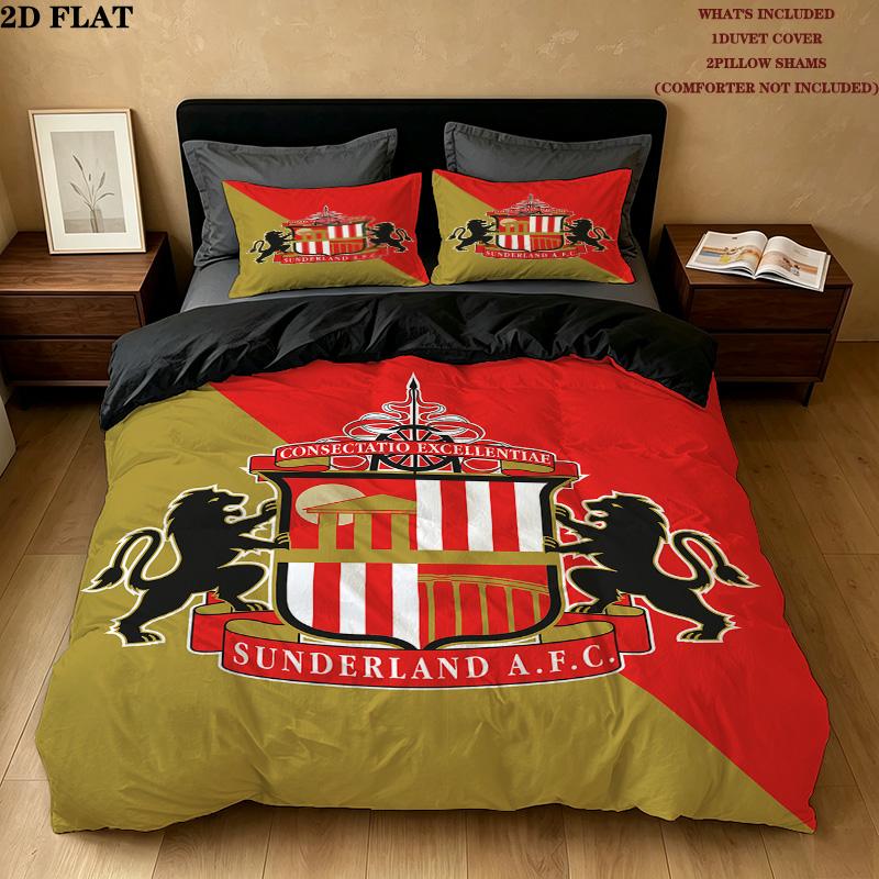 Sunderland Afc Pattern Bedding Quilt Set Quilt Cover Pillowcase Home Birthday Gift(1 * duvet cover + 2 * pillowcase, without core)