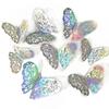 Decoration Hollow Butterflies Decals 3D Butterfly Wall Stickers Metal Texture Colorful Mirror Paper