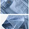 Летняя джинсовая рубашка с коротким рукавом, повседневная, в простом стиле, повседневная, джинсовая, мужская, топы, воротник с лацканами, карман, рубашка из чистого хлопка на пуговицах, молодежная, красивая