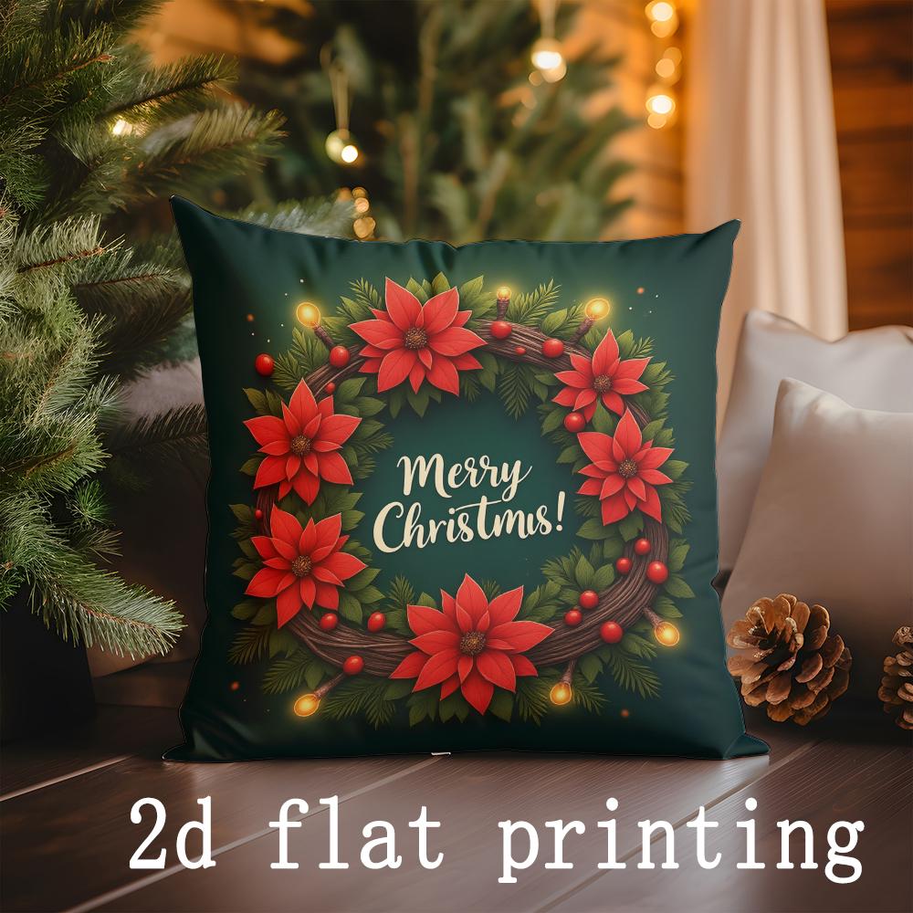 Home Decor Merry Christmas & Winter Themed Pattern Cushion Cover Suitable for Sofa Bedroom Car Pillow Cover
