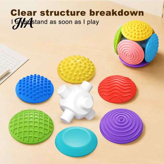 Kids Grip Training Tools Detachable Silicone Sensory Ball Toy, Mini Textured Colorful for Babies, Tactile Stimulation Stress Relief Toy Fine