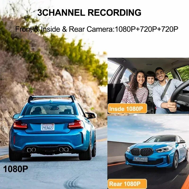 1080P Автомобильный видеорегистратор WIFI Приложение 3 Канала Видеорегистратор для Автомобилей Камера для Записи Транспорта Видео Передняя Задняя Камера Видеорегистратор Автомобильные Аксессуары