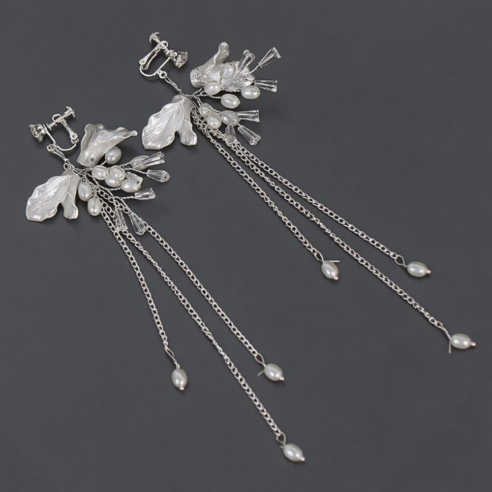 Handmade Bridal Headwear Earring Set Tassels Earring Flower Headbands Female Decoration