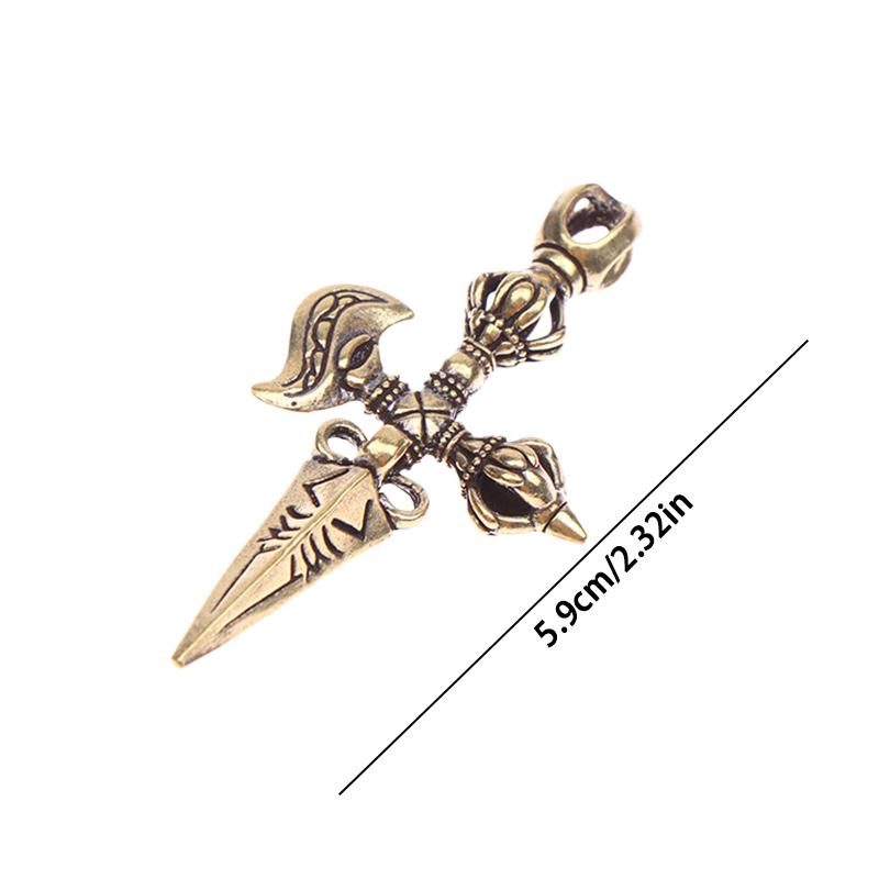 Buddhist Brass Ax Cross Vajra Pestle Diy Keychain Pendant Bracelet Necklace Decorative Handcraft Jewelry