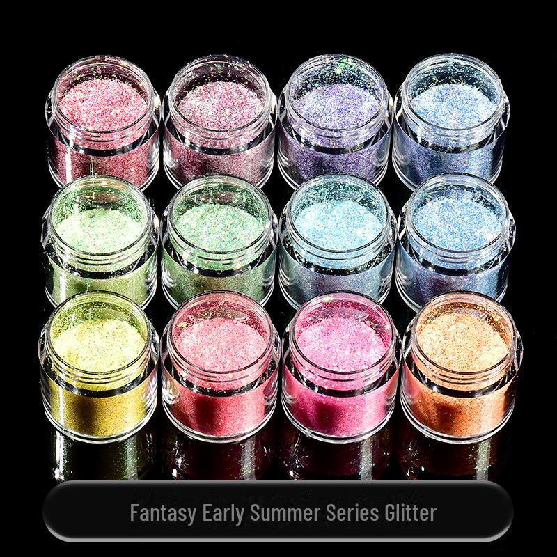 Dreamy Summer Glitter Mix: Hexagonal Sequins, Laser, and Fine Glitter In DIY Hemp Material.