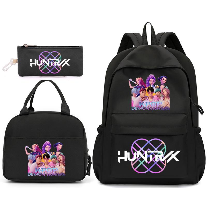 Kpop Anime Cartoon Printed Children'S School Bag Set Primary And Secondary School Student Pencil Bag College Meal Bag