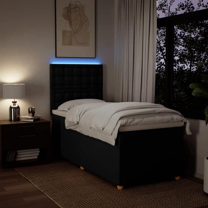Maison Exclusive - Sommier à lattes de lit avec matelas Noir 90x200 cm Tissu