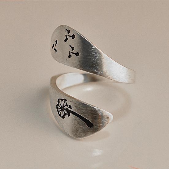 Простое женское спиральное кольцо с одуванчиком, открывающееся на палец, регулируемое ювелирное изделие, подарок