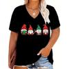 Модная красная рождественская женская одежда, летняя футболка с V-образным вырезом, свободная футболка с короткими рукавами, футболка с изображением Деда Мороза, тренд, популярные стили