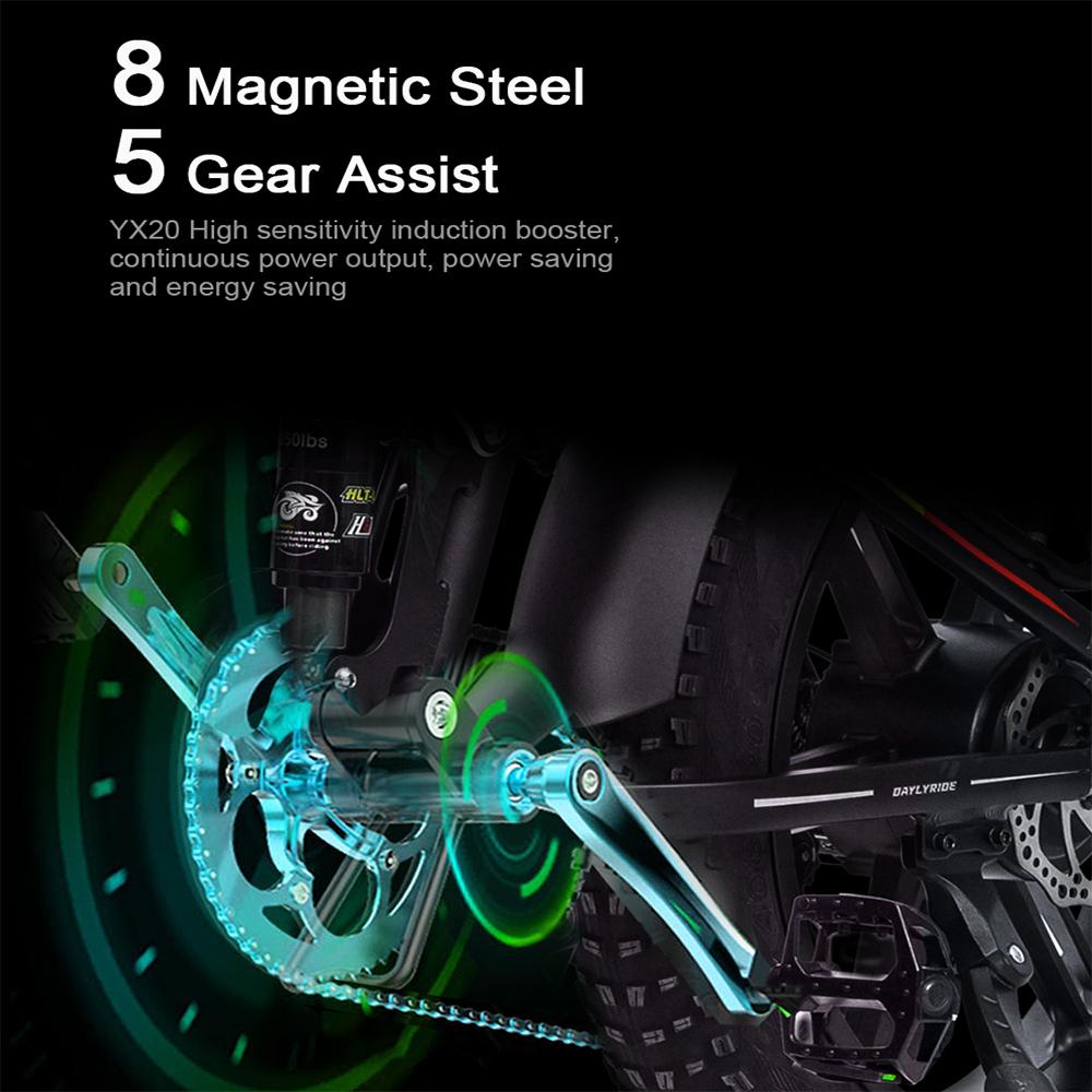 RANDRIDE Электрический складной велосипед 20*4.0 толстые шины Двойные дисковые тормоза E велосипед 1000 Вт мотор Полный подвес электрический велосипед YX20M