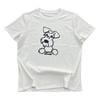 Women's White Round Neck Puppy Print T-Shirt - Short Sleeve, Loose, Versatile, Slimming Top for Spring/Summer