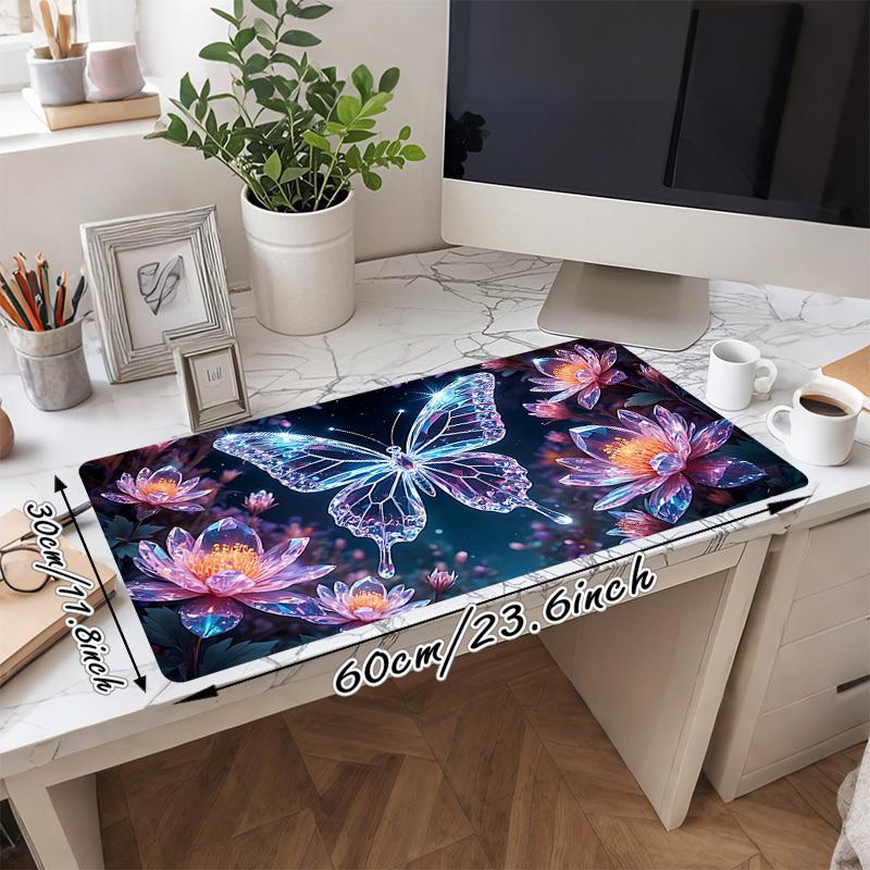1PC Butterfly Flowers Oversized Mouse Pad - Non-Slip Rubber Base Perfect for Office School Esports Home Decor Desk Mat 157A