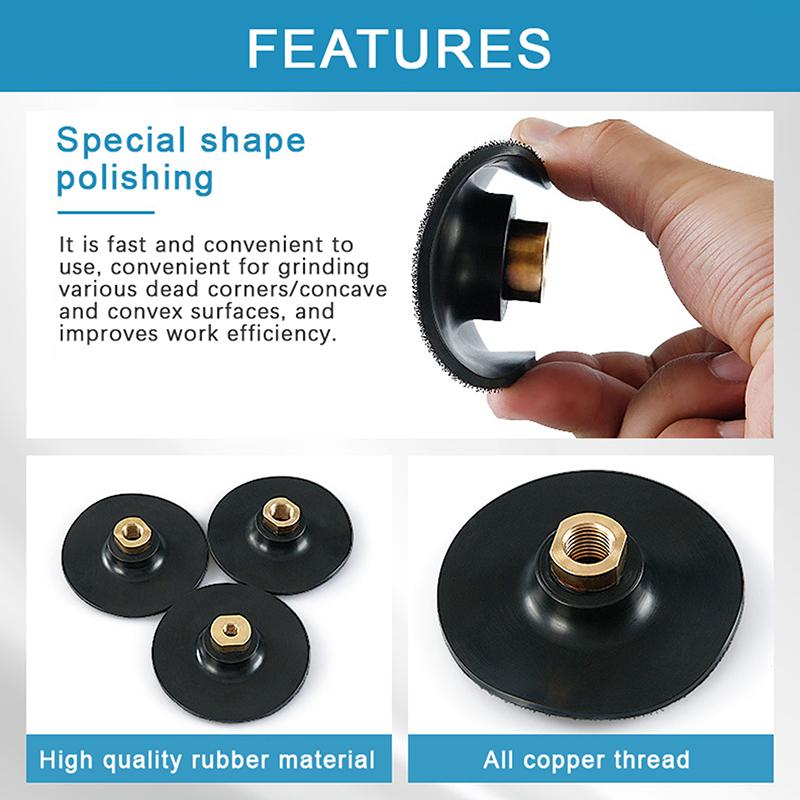 3-дюймовая 4-дюймовая резиновая опорная подушка Резьба M10 M14 M16 Опорная подушка для полировального шлифовального диска для угловой шлифмашины Подушка для полировального диска