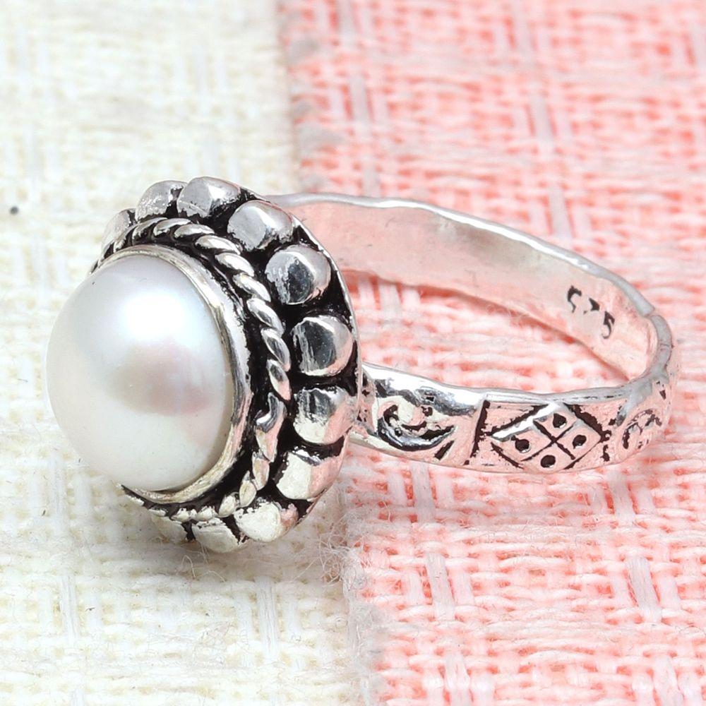 Серебряные украшения ручной работы с настоящим жемчугом "7"