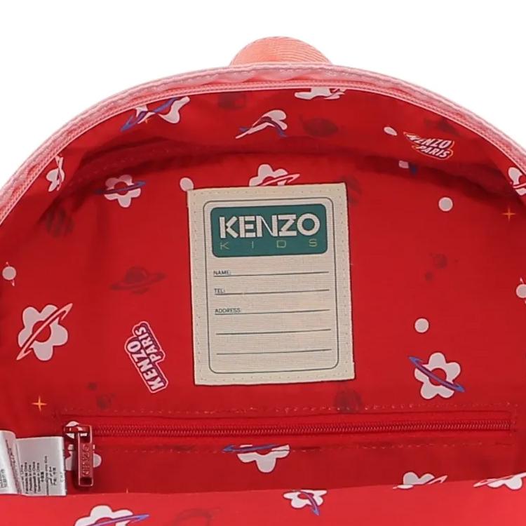Kenzo Logo Floral Pattern Print Backpack Kids Backpack Pink K61223