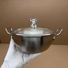 Korean Style 304 Stainless Steel Small Soup Pot with Double Ears And Cute Bear Lid Mini Cooking Pot for Instant Noodles