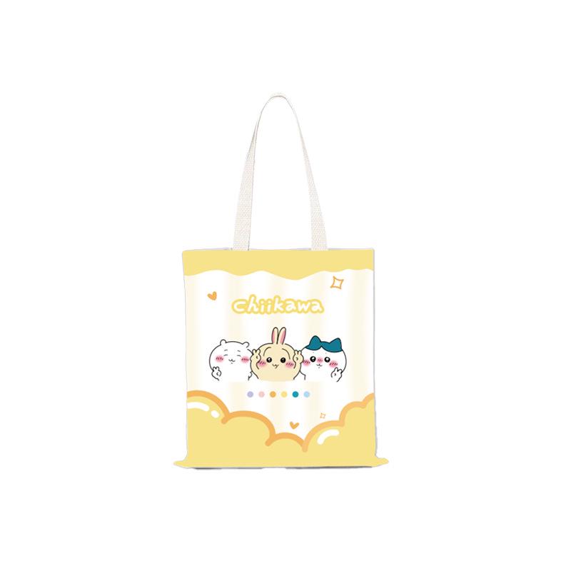 Chiikawa Anime Large Capacity Canvas Tote Bag - Cartoon Shoulder Bag for Women and College Students