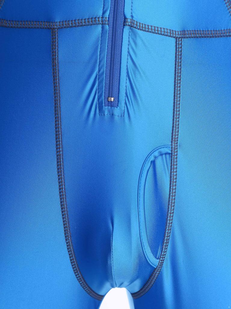 Мужской блестящий облегающий боди с длинным рукавом, передняя молния, плоские швы, компрессионный ромпер, одежда для фитнеса