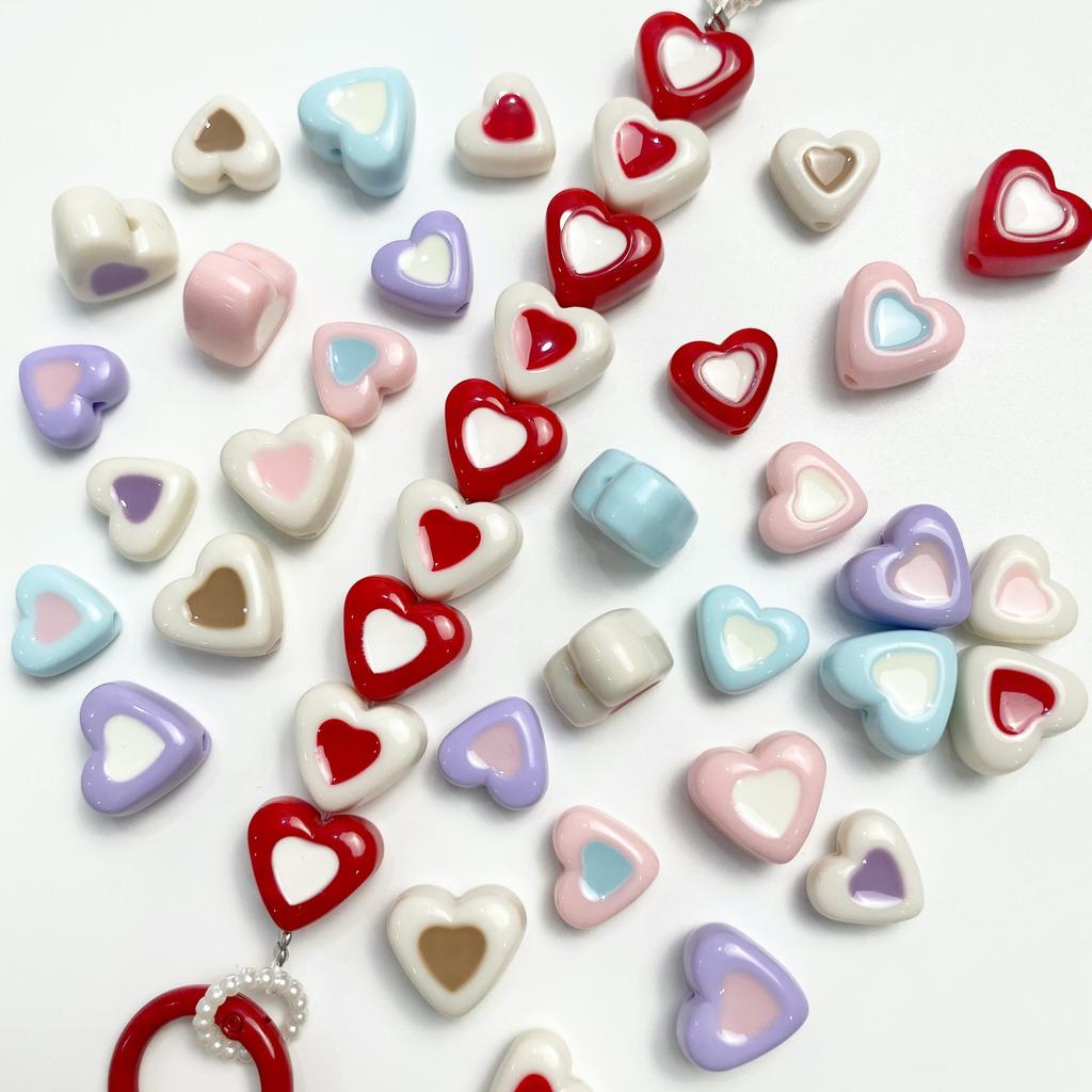 Love Loose Beads Mobile Phone Chain Beaded Accessories Necklace Pendant Dripping Oil DIY Macaron Jewelry Material 10pcs Cream Color Beads