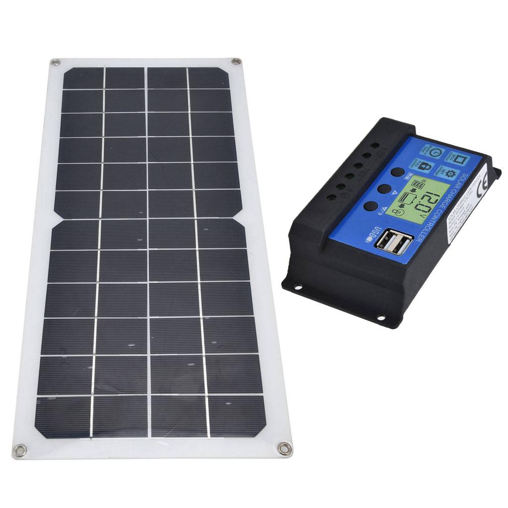 10W Solar Panel Set with 10A Controller Exhaust Fan for Car Yacht RV Boat Moblie Phone Battery