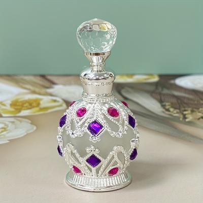 Винтажный круглый стеклянный флакон для духов объемом 0,51 унции, в арабском стиле Дубая, украшение для комода, праздничный подарок для женщин.