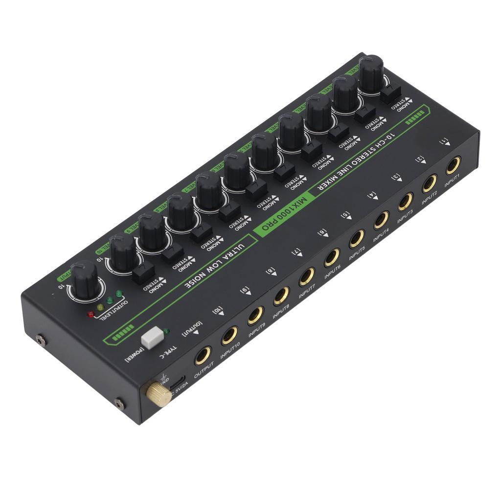10-канальный микшер с RGB-подсветкой, малошумящий, стерео/моно переключение, линейный микшер, 1/4 TRS/TS для сцены, записи