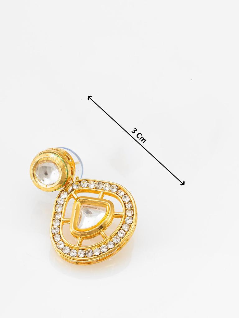 Gold-Plated White Stone-Studded & Beaded Handcrafted Mangalsutra Set