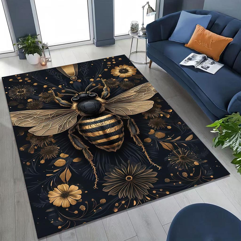 Cute Cartoon Bee HoneyBee Insect Art Rug for Bedroom Living Room Sofa Home Doormat Decor,Large Kids Play Non-slip Floor Mat