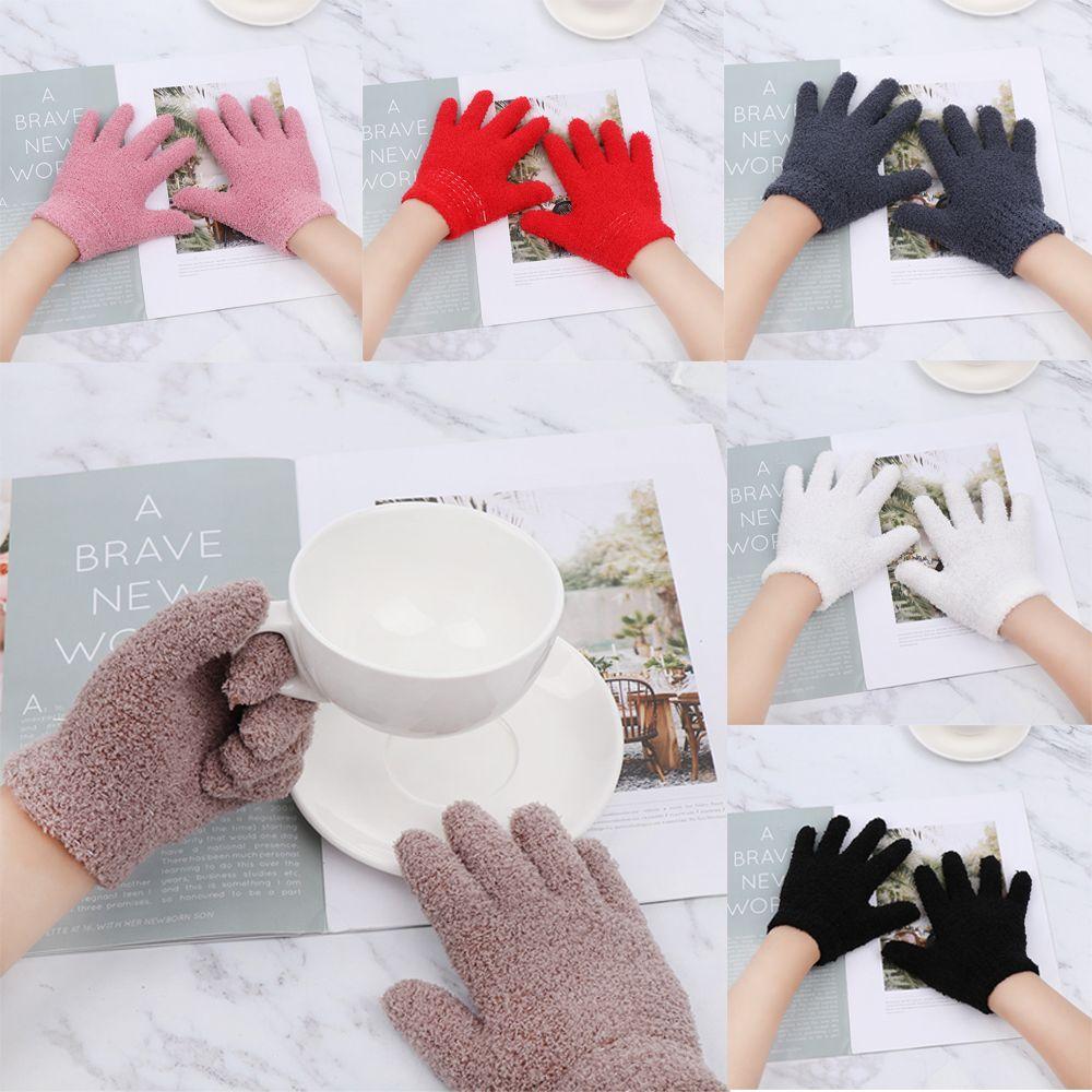 Winter Boys Girls Baby Cartoon Lovely Kids Gloves Coral Plush Mittens Candy Color Full Fingers