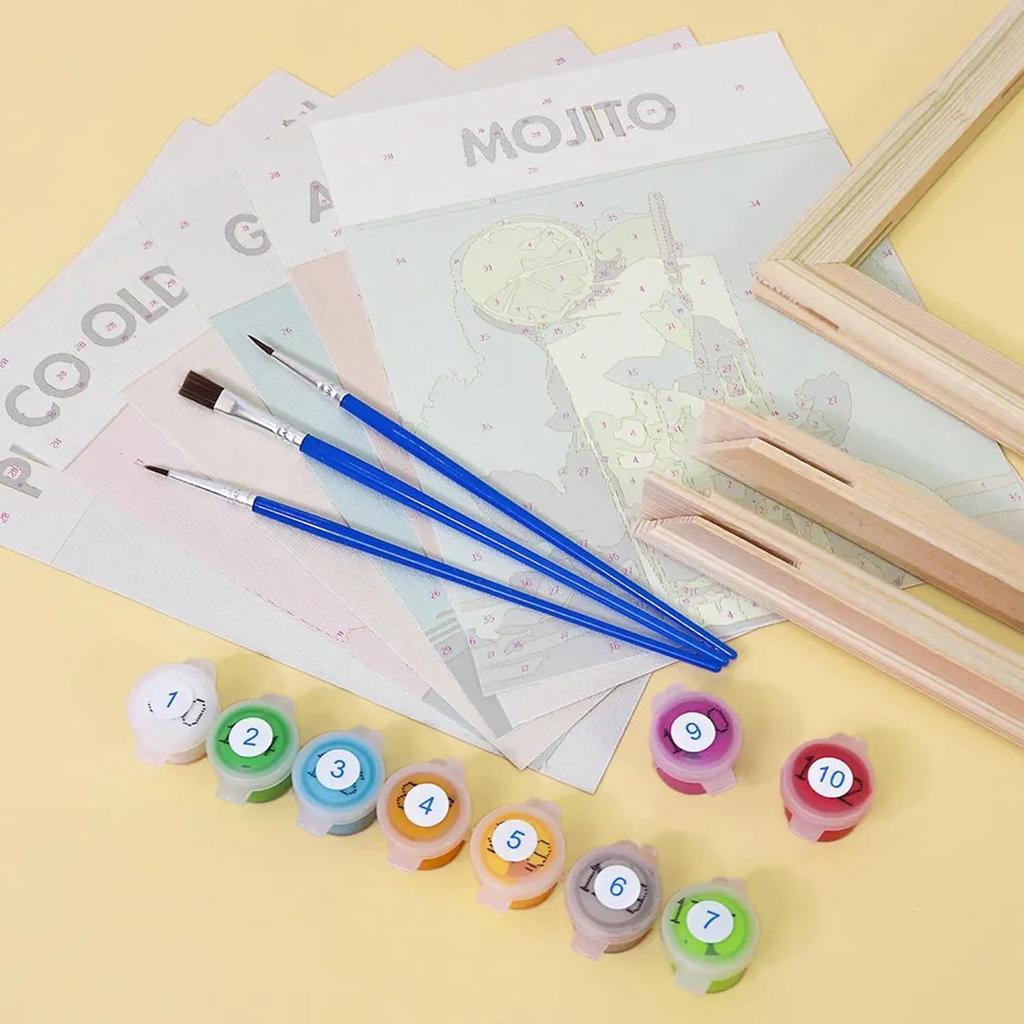 6 наборов для рисования ретро-коктейлей по номерам, наборы для рисования для начинающих на цветном холсте, простая винтажная краска по номерам на холсте