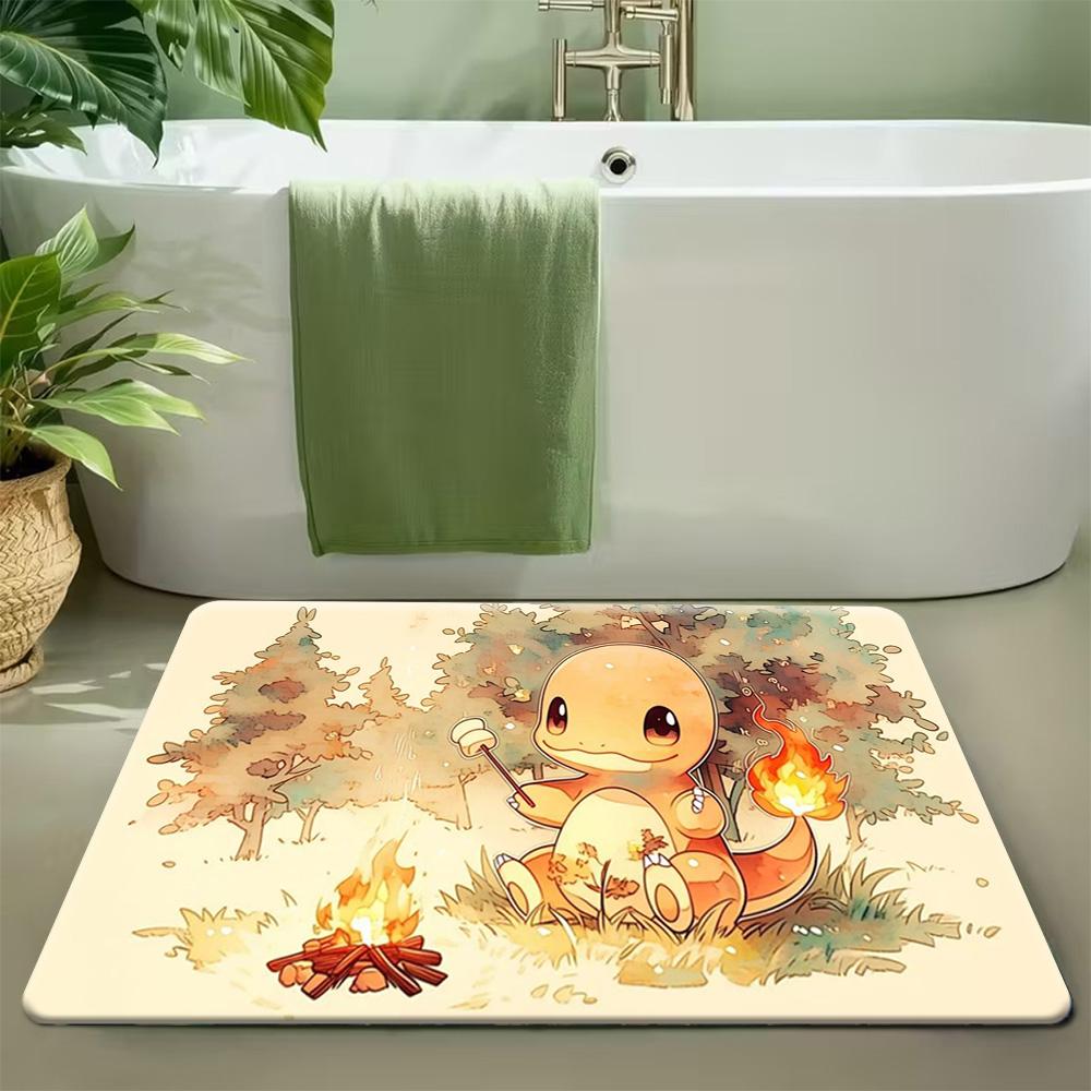 Pokemon Riolu Cool Action Print Non-Slip Doormat, Absorbent Floor Mat for Home Decor