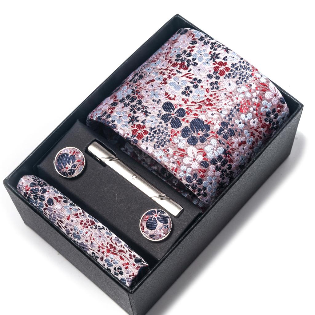 Галстук мужской деловой подарочный набор из шести предметов в полоску сетчатый цвет ручной работы 8 см с подарочной упаковкой