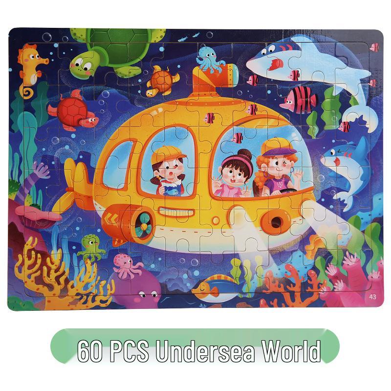 60-Piece Children's Cartoon Wooden Jigsaw Puzzle for Early Education