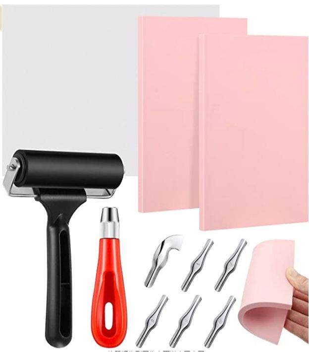 Professional Woodcut Carving Knife & Roller Set for Rubber Stamp Art