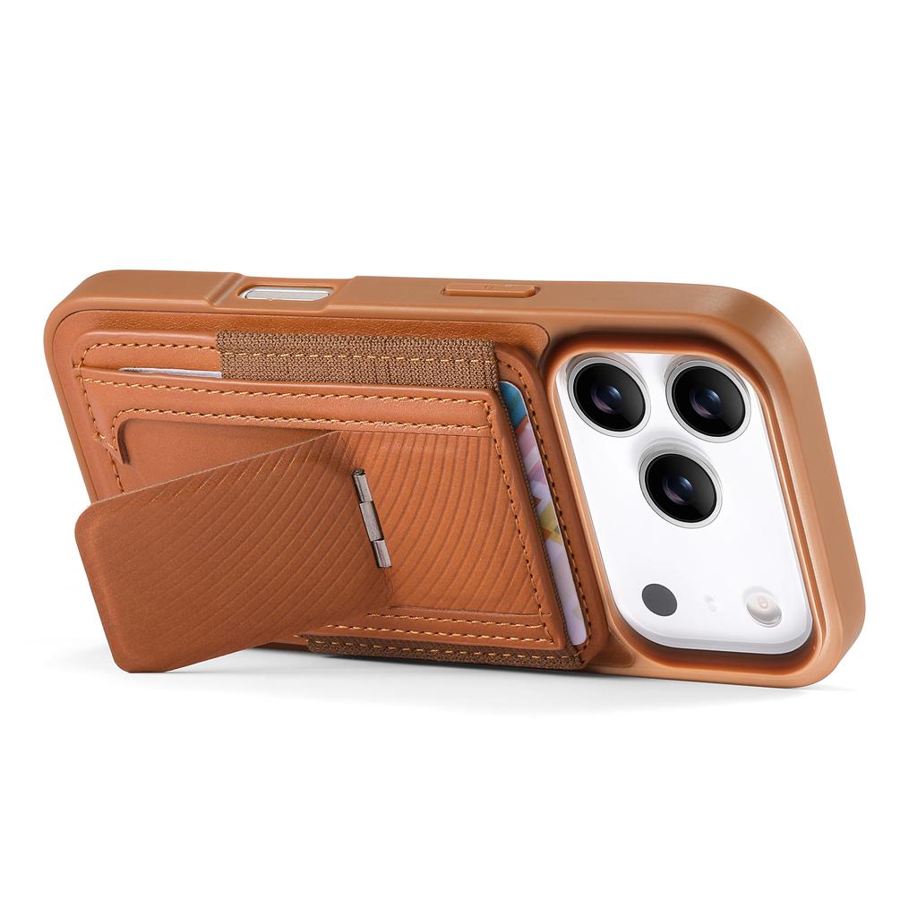 CASENEO For iPhone 17 Pro Max Case with Foldable Kickstand TPU PU Leather PC Card Bag Magnetic Phone Cover Compatible with MagSafe
