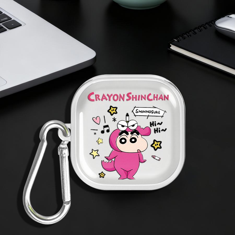 Case For Samsung Galaxy Buds 4 Pro Live 2 2Pro 4Pro 3 FE 3Pro Clear Earphone Cases Cover With Hook Cute Crayon Shin Chan