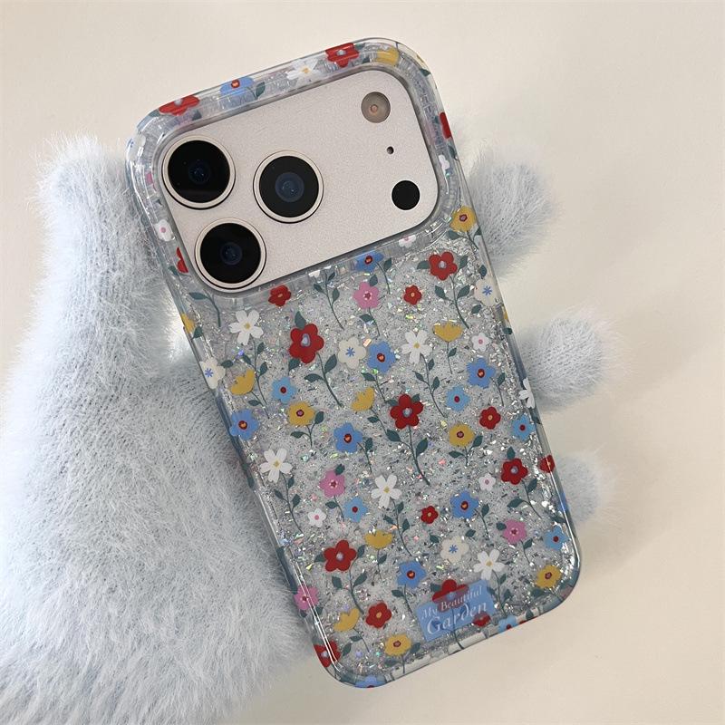 Весенний цветочный чехол для iPhone для женщин - Светло-голубой фон, разноцветные цветы, совместим с iPhone 17, Apple 16 Pro Max/15/14