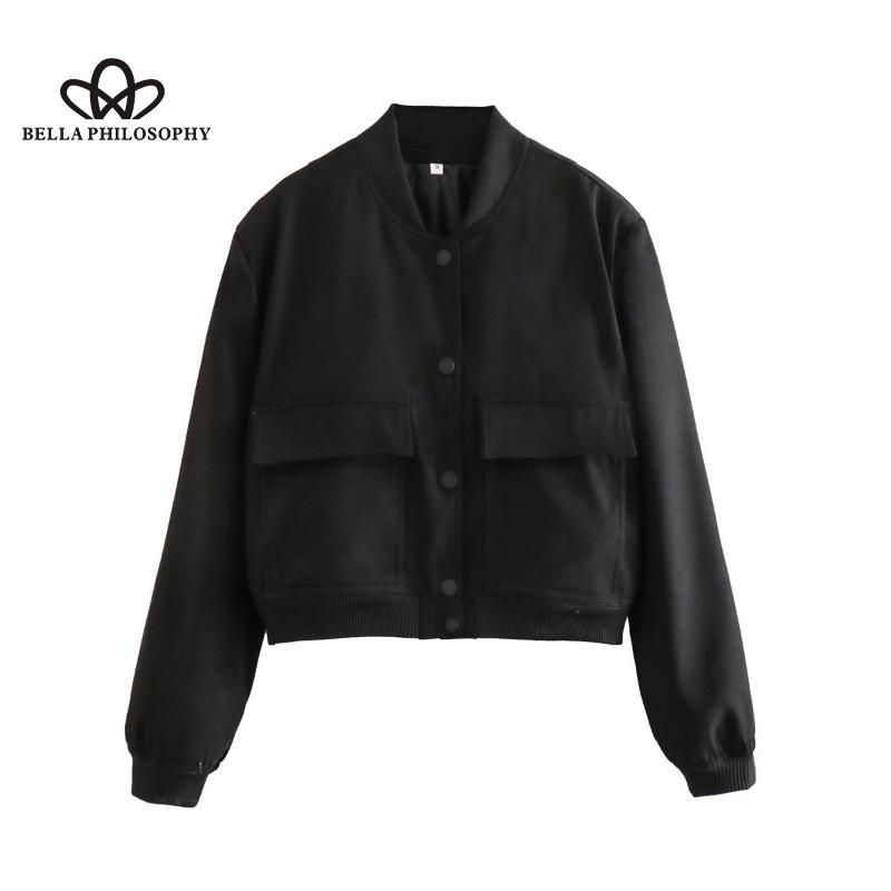 Весенняя новая женская одежда, куртка с большим карманом и воротником-стойкой, женское модное повседневное элегантное короткое пальто