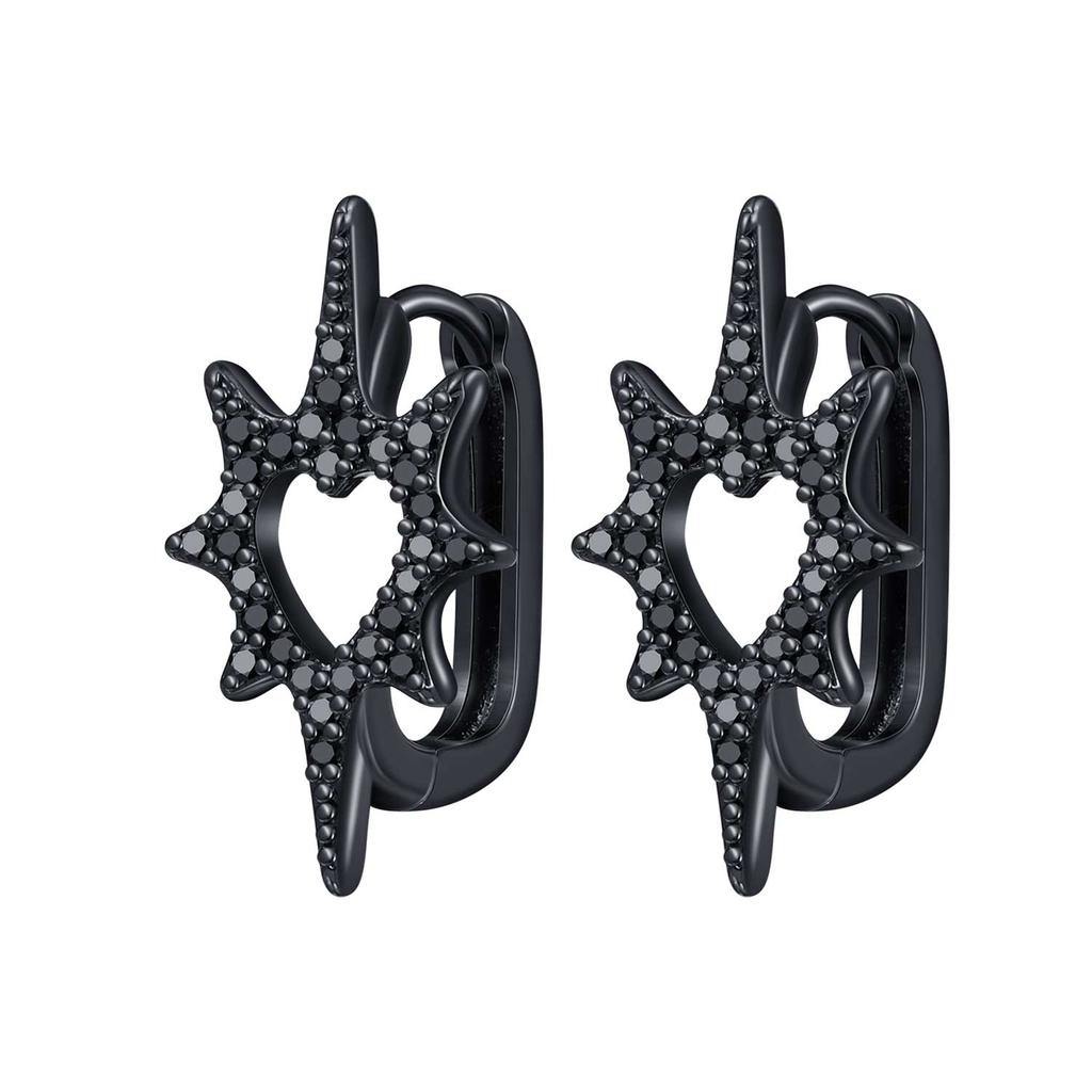 Серьги Orstarry S925 Серебро Винтажный Стиль Резьба Лоза Черный Циркон Кольца Серьги Для Женщин Подарок на День Рождения Серебряные Украшения