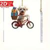 2D Cycling Dog Christmas Decoration for Bikes and Backpacks. A Perfect Holiday Gift.