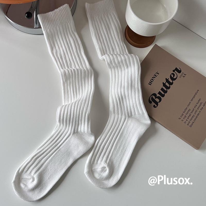 Женские бежевые хлопковые теплые носки выше колена Plusox - Коллекция Осень/Зима