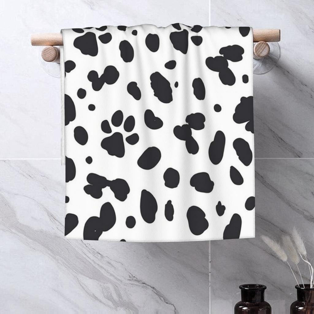 Dalmatian Spots Paws Print Dalmatian Dog Print Soft Face Towel Quick Dry Pool Bath Cotton Towels Absorbent Quick