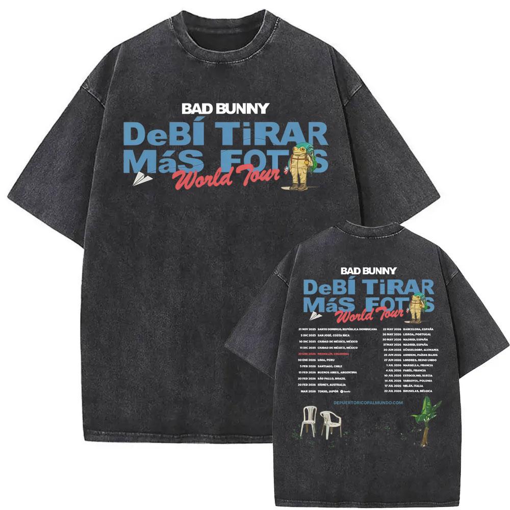 Rapper Debi Tirar Mas Fotos DTMF Washed Vintage Tee Shirt Unisex Hip Hop Oversized T Shirt Men Summer Casual ONeck Tshirt